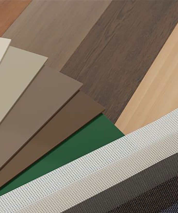 Display of various screen frame color and finish options